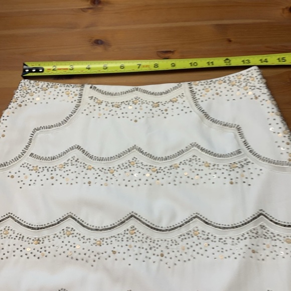 Club Monaco Embellished Skirt, Fully Lined, Side Zipper, Scalloped Hem - Picture 7 of 12